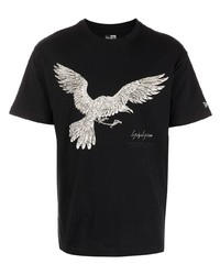 T-shirt à col rond imprimé noir Yohji Yamamoto