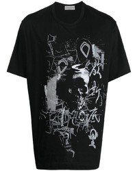 T-shirt à col rond imprimé noir Yohji Yamamoto