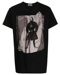 T-shirt à col rond imprimé noir Yohji Yamamoto