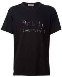 T-shirt à col rond imprimé noir Yohji Yamamoto