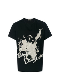 T-shirt à col rond imprimé noir Yohji Yamamoto