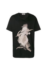 T-shirt à col rond imprimé noir Yohji Yamamoto