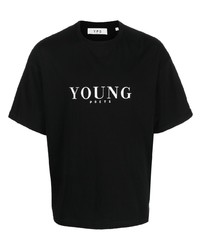 T-shirt à col rond imprimé noir YOUNG POETS