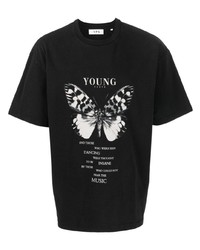 T-shirt à col rond imprimé noir YOUNG POETS