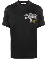 T-shirt à col rond imprimé noir Z Zegna