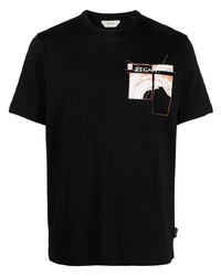 T-shirt à col rond imprimé noir Z Zegna