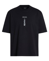 T-shirt à col rond imprimé noir Zegna
