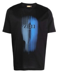 T-shirt à col rond imprimé noir Zilli