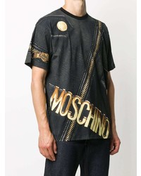 T-shirt à col rond imprimé noir Moschino