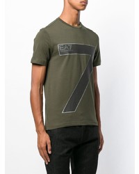 T-shirt à col rond imprimé olive Emporio Armani