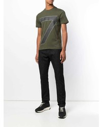 T-shirt à col rond imprimé olive Emporio Armani