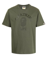 T-shirt à col rond imprimé olive A Bathing Ape