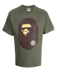 T-shirt à col rond imprimé olive A Bathing Ape