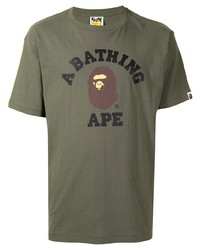 T-shirt à col rond imprimé olive A Bathing Ape