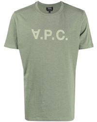 T-shirt à col rond imprimé olive A.P.C.