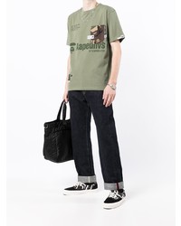 T-shirt à col rond imprimé olive AAPE BY A BATHING APE