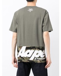 T-shirt à col rond imprimé olive AAPE BY A BATHING APE