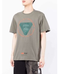 T-shirt à col rond imprimé olive AAPE BY A BATHING APE