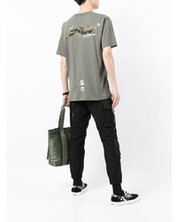 T-shirt à col rond imprimé olive AAPE BY A BATHING APE