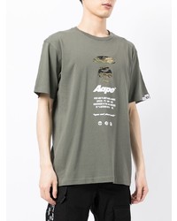 T-shirt à col rond imprimé olive AAPE BY A BATHING APE