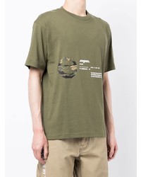 T-shirt à col rond imprimé olive AAPE BY A BATHING APE