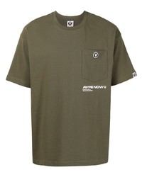 T-shirt à col rond imprimé olive AAPE BY A BATHING APE