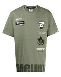 T-shirt à col rond imprimé olive AAPE BY A BATHING APE