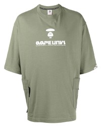 T-shirt à col rond imprimé olive AAPE BY A BATHING APE