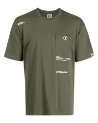 T-shirt à col rond imprimé olive AAPE BY A BATHING APE