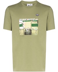 T-shirt à col rond imprimé olive adidas