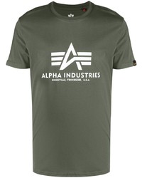 T-shirt à col rond imprimé olive Alpha Industries