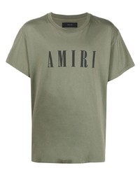 T-shirt à col rond imprimé olive Amiri
