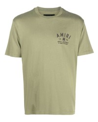 T-shirt à col rond imprimé olive Amiri