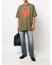 T-shirt à col rond imprimé olive Vetements