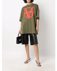 T-shirt à col rond imprimé olive Vetements