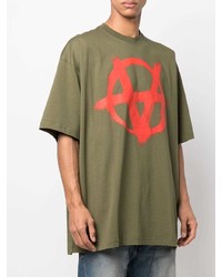 T-shirt à col rond imprimé olive Vetements