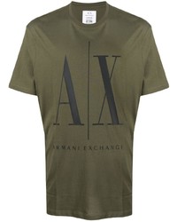 T-shirt à col rond imprimé olive Armani Exchange