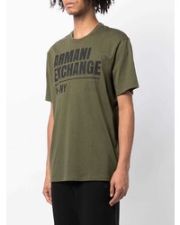 T-shirt à col rond imprimé olive Armani Exchange