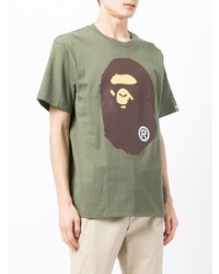 T-shirt à col rond imprimé olive A Bathing Ape