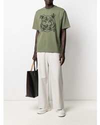 T-shirt à col rond imprimé olive Kenzo