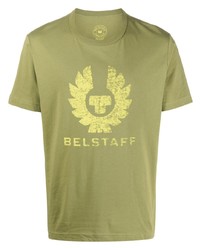 T-shirt à col rond imprimé olive Belstaff