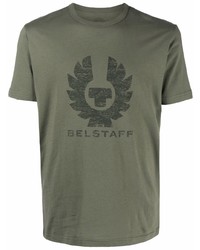 T-shirt à col rond imprimé olive Belstaff