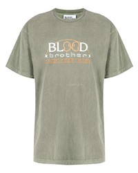 T-shirt à col rond imprimé olive Blood Brother