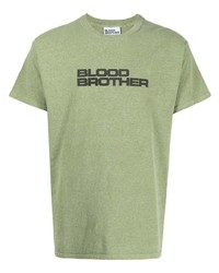 T-shirt à col rond imprimé olive Blood Brother
