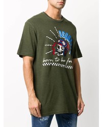 T-shirt à col rond imprimé olive DSQUARED2