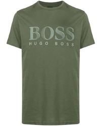 T-shirt à col rond imprimé olive BOSS