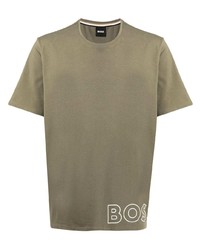 T-shirt à col rond imprimé olive BOSS