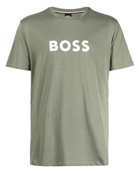 T-shirt à col rond imprimé olive BOSS