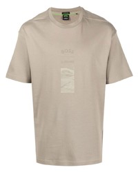 T-shirt à col rond imprimé olive BOSS