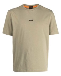 T-shirt à col rond imprimé olive BOSS